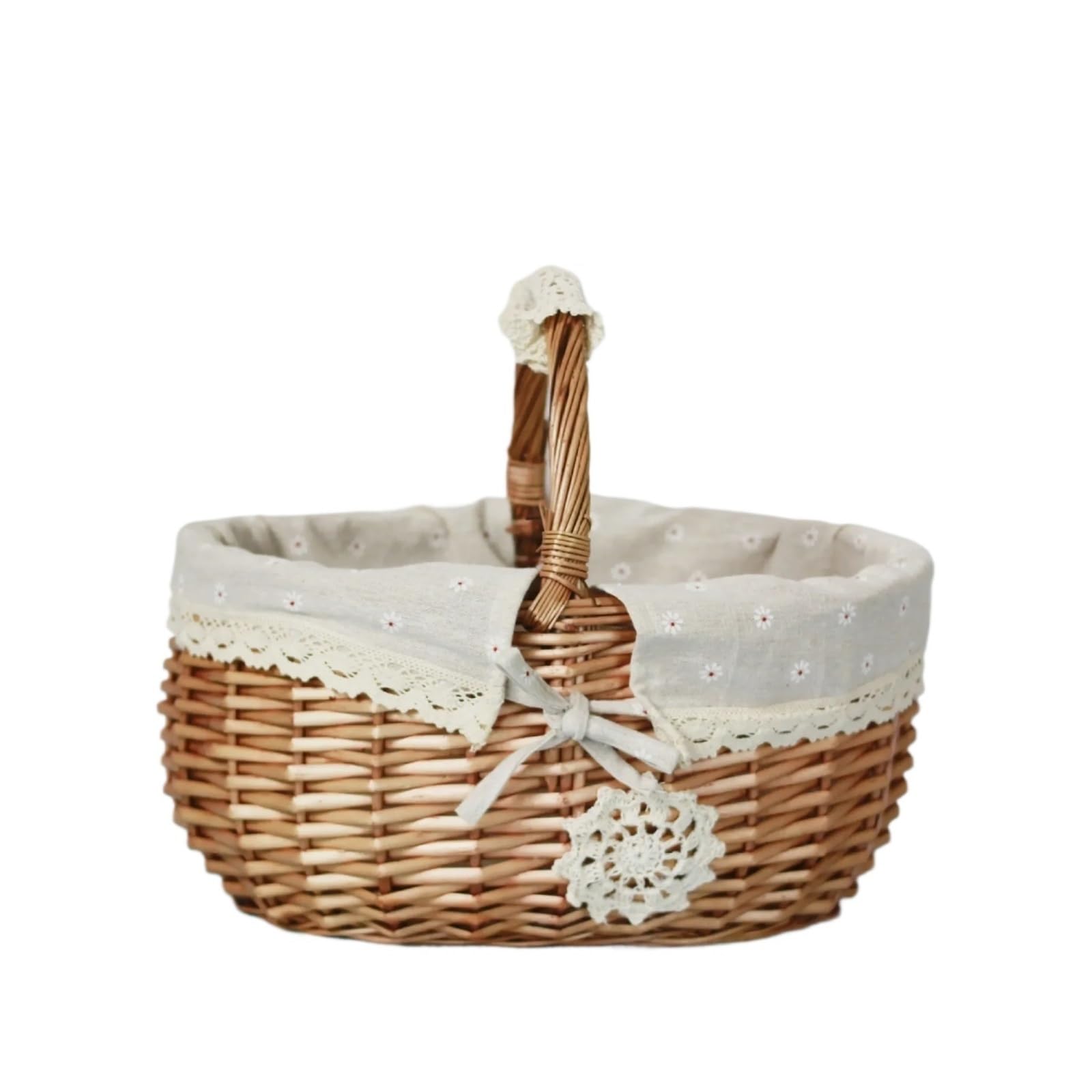 Hamper Basket Wicker Rattan Woven White Flower Bow Flower Basket Wedding Stage Beautiful Decorative House Dress Picnic Storage