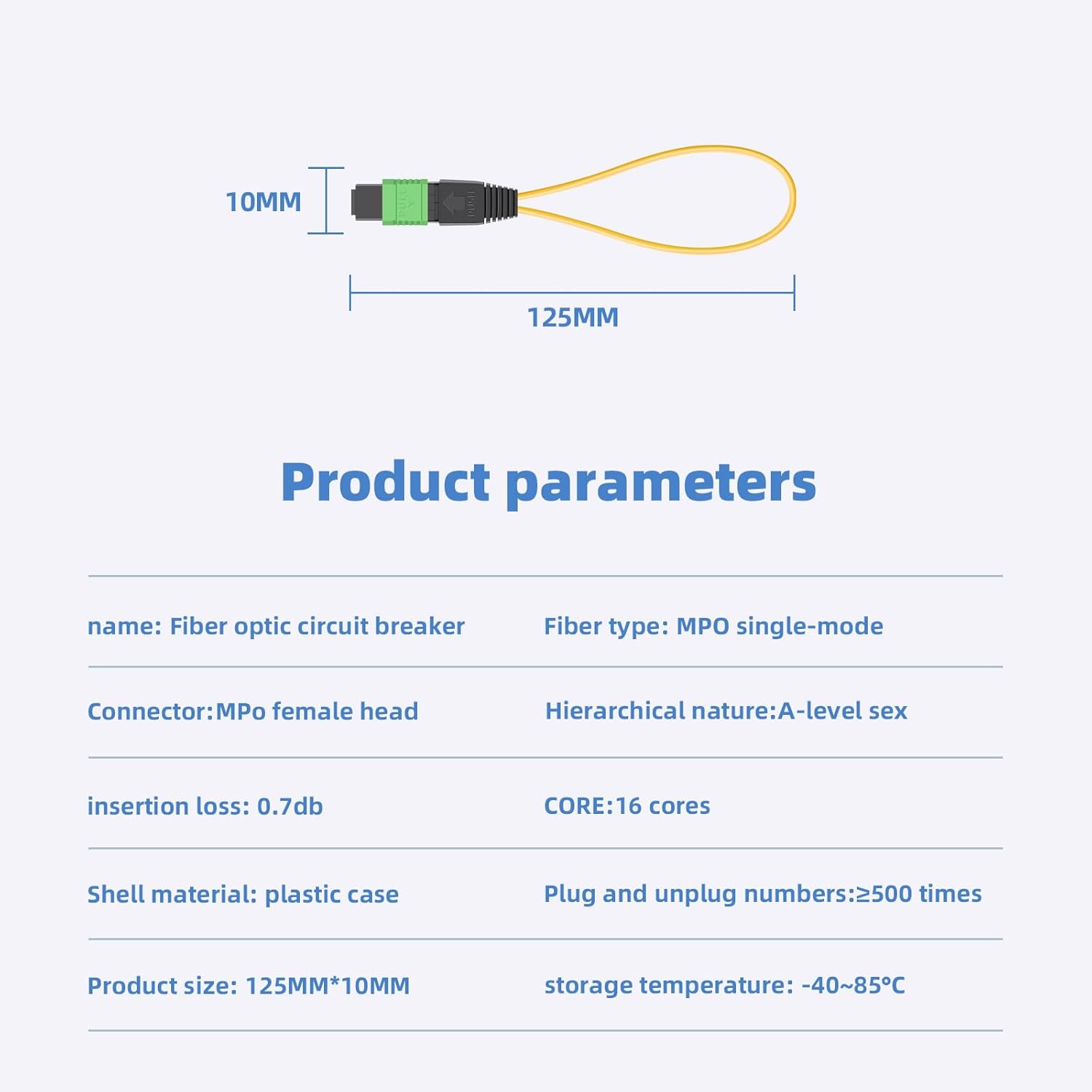 5-Pack MPO/APC Fiber Optic Loopback Tester Cable,Singlemode - 50/125μm MPO/16 Core Female, Fiber Optic Loopback Plug Adapter, for Testing Applications