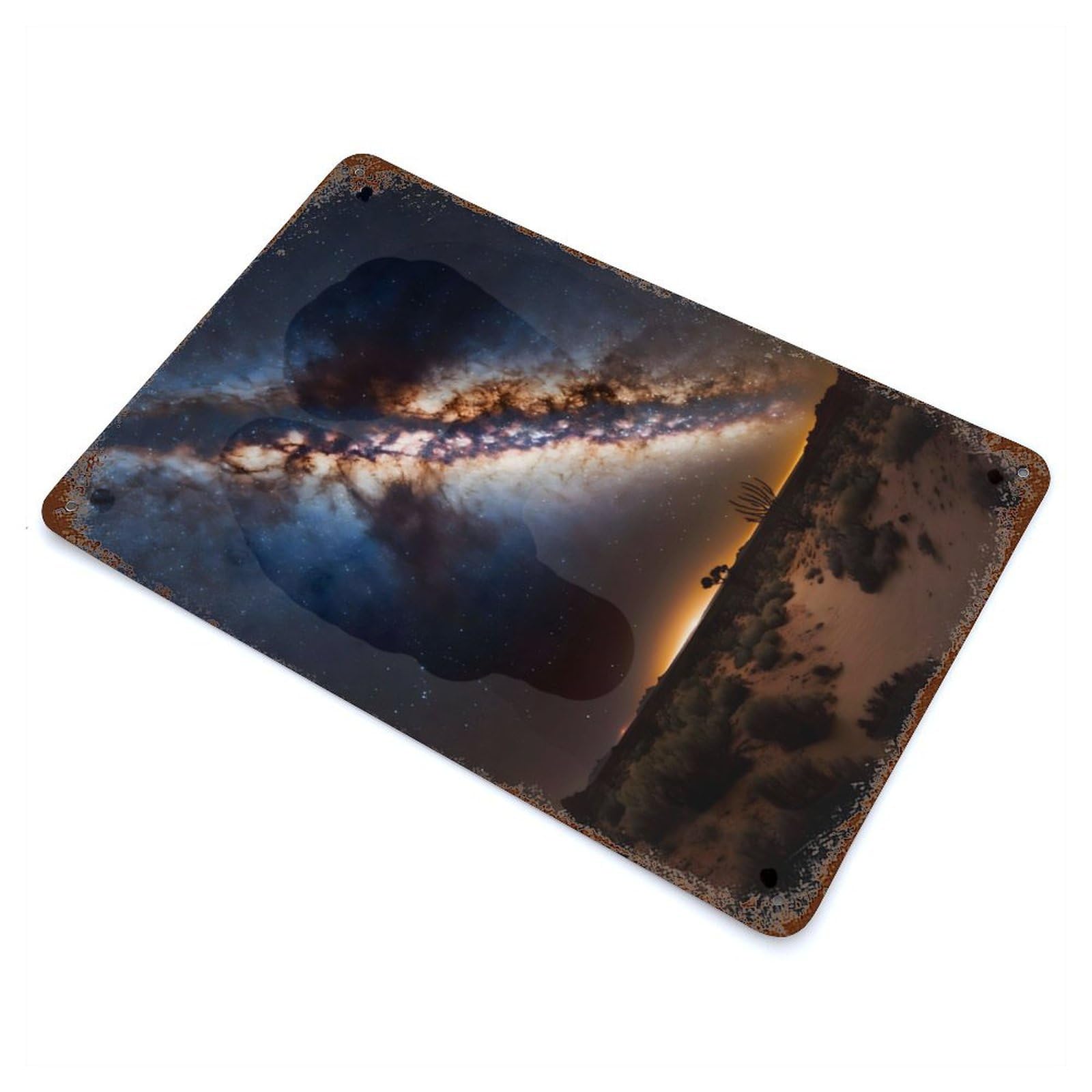 The Milky Way Galaxy Core Decorative Tin Sign 11.8"x7.9", Ideal for Basement, Hobby Room And Garage Decor