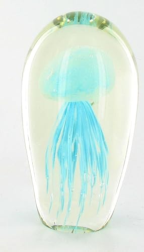 Estatua de pisapapapeles de medusa de vidrio azul Baño