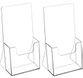 Acrylic Brochure Holder 4 Inch, Clear Plastic Countertop Literature Holders, Trifold Flyer Display Stand for Pamphlets, Booklets, Magazines, Menus, Multi Purpose Organizer for Office, 2 Pack