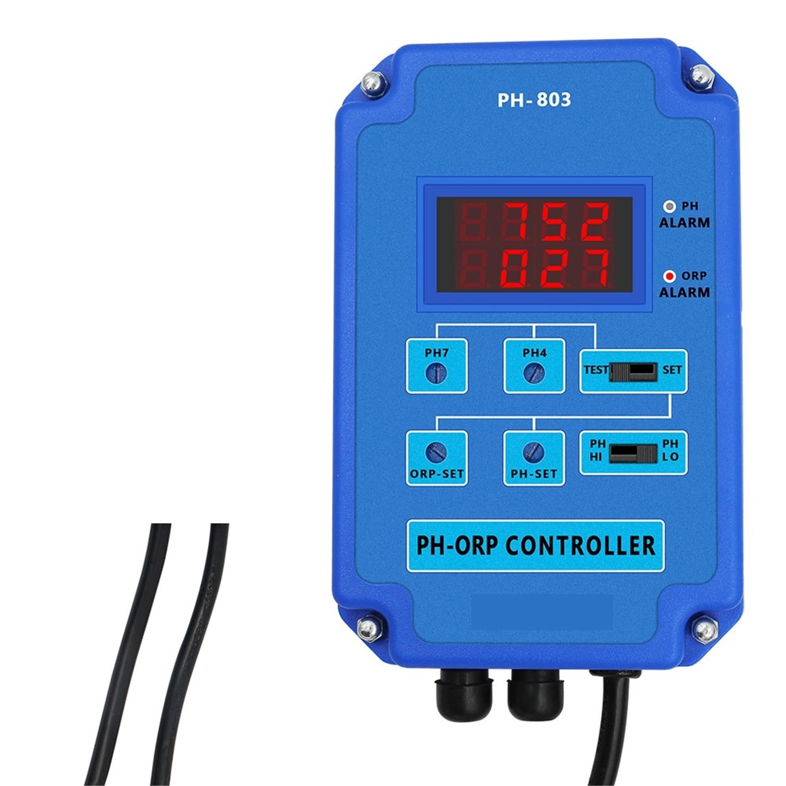 Digital pH Meter, 2 in 1 PH&ORP Tester Monitor pH Meter Water Quality Output Power Relay Control Electrode Probe BNC for Aquarium Hydroponics
