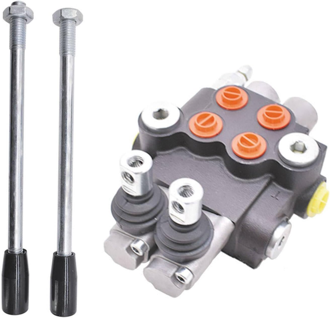Hydraulic Control Valve, 2 Spool 11 GPM 3625 PSI SAE Ports, Double Acting Hydraulic Valve for Tractors Loaders Log Splitters