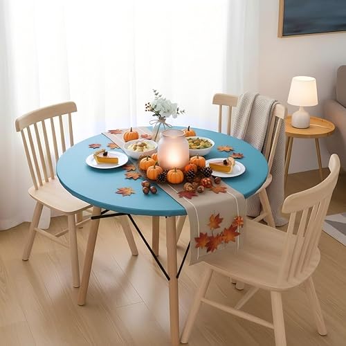 Miniatura 118 de LUSHVIDA - Mantel ajustable de vinilo para mesa redonda, impermeable y con borde elástico, mantel de plástico