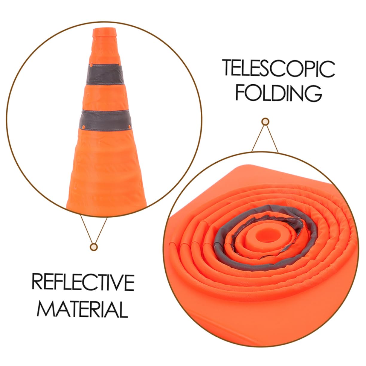 Cabilock Cono De Tráfico Telescópico Collar Reflectante Cono De Seguridad Reflectante Plegable Para Señalización De Aparcamiento y Emergencias De Tráfico