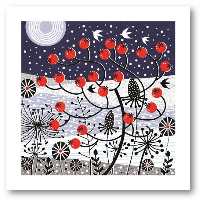 Museums & Galleries Charity Christmas Cards Pack of 8, Snowy Berries Design, Festive Christmas Cards Multipack