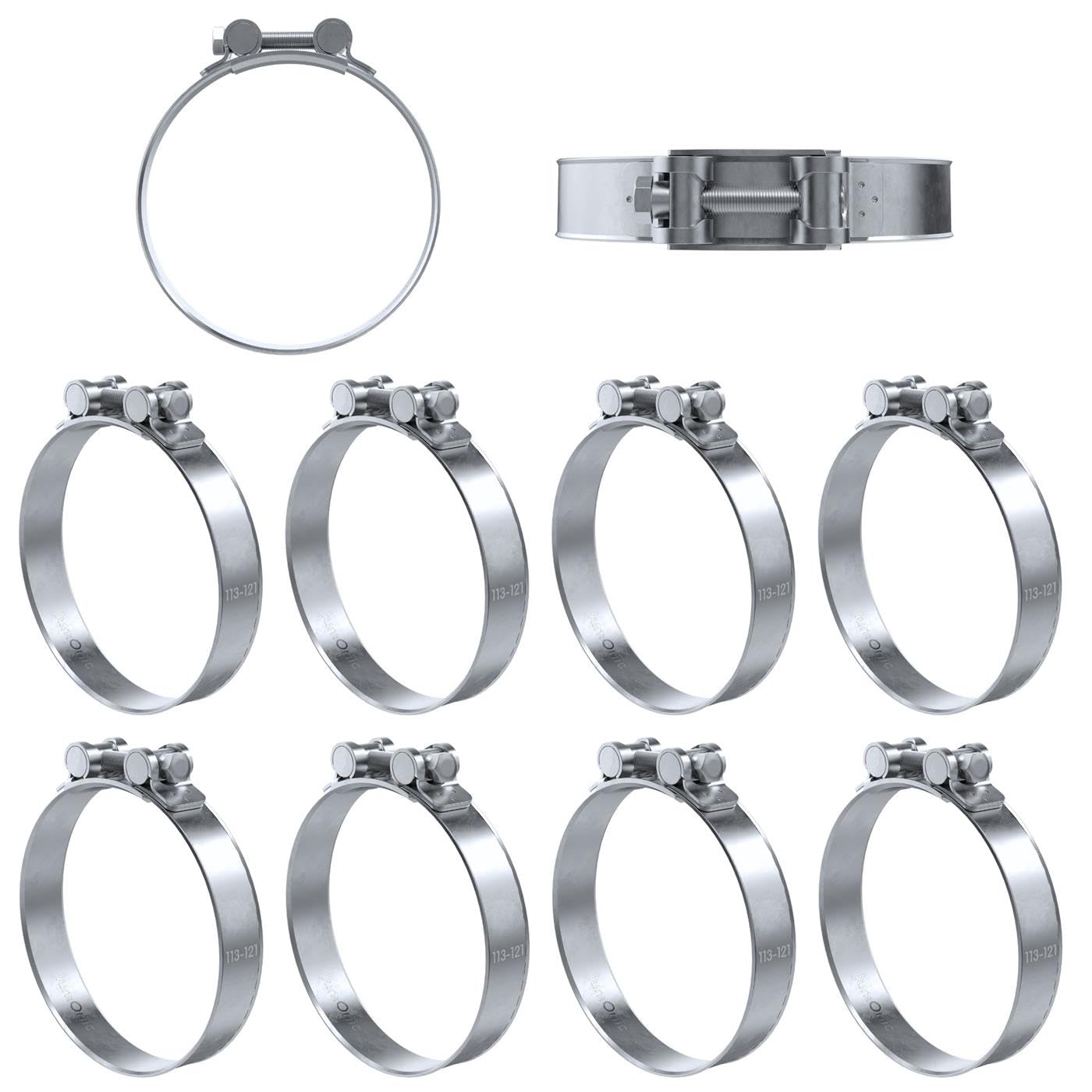 Abrazadera de escape Lumonic de 113-121mm para pasador de bisagra en camiones
