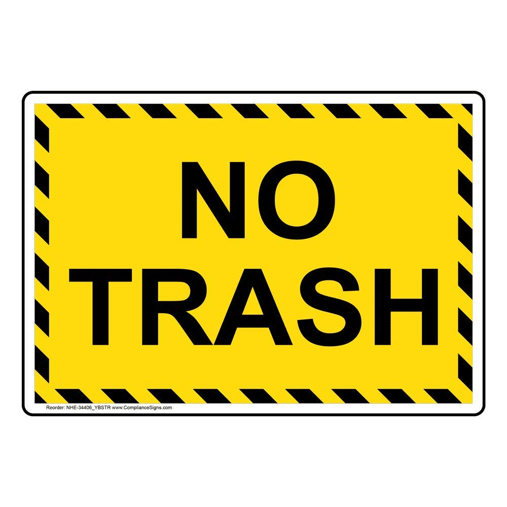 ComplianceSigns.com No Trash Label Decal, 7x5 inch Vinyl for Recycling/Trash/Conserve