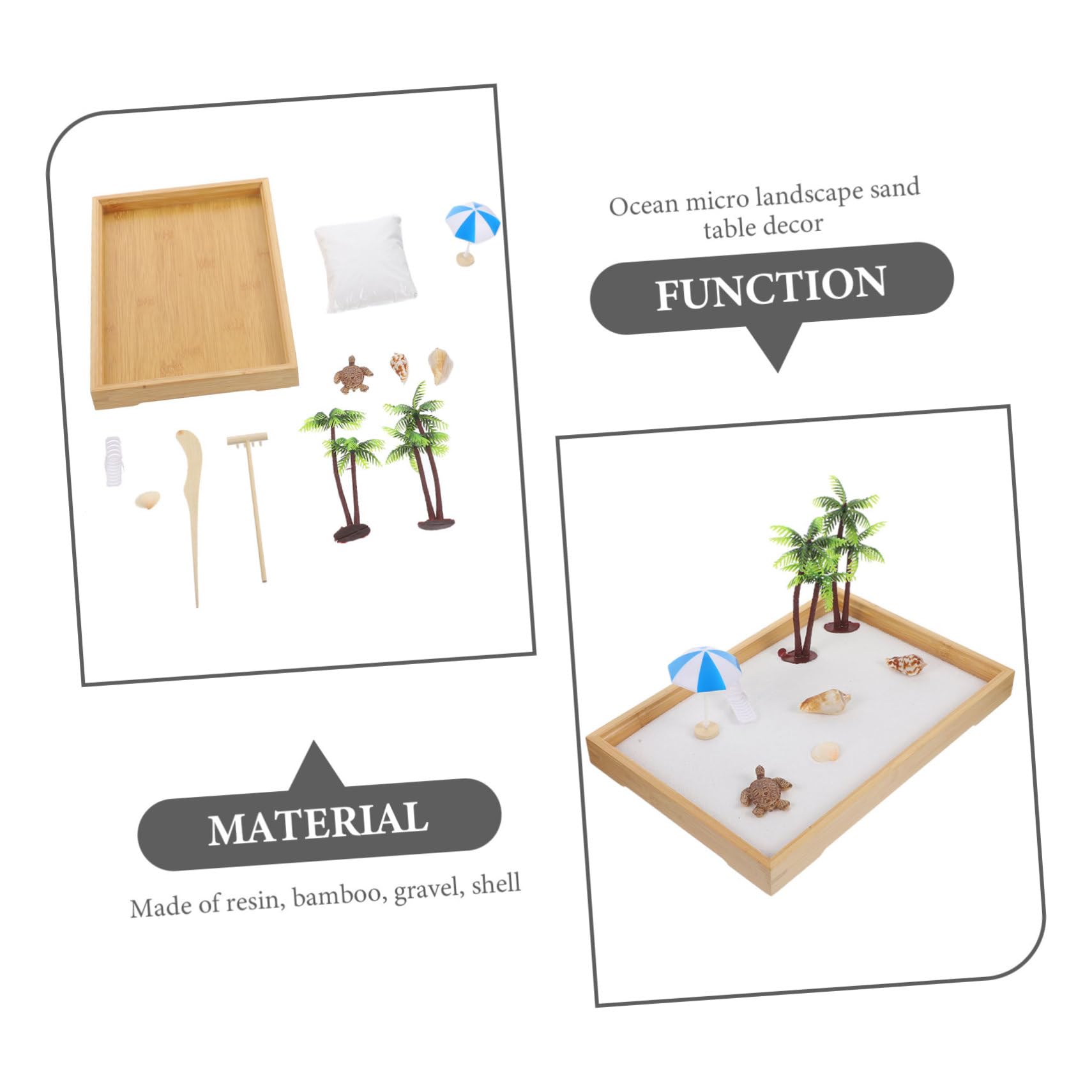 Künstliche Strandszene Sanddeko Satz aus Robustem Material für Wohndekoration Zimmer Zen Garten Miniatur Ozean Sandkasten zur Entspannung