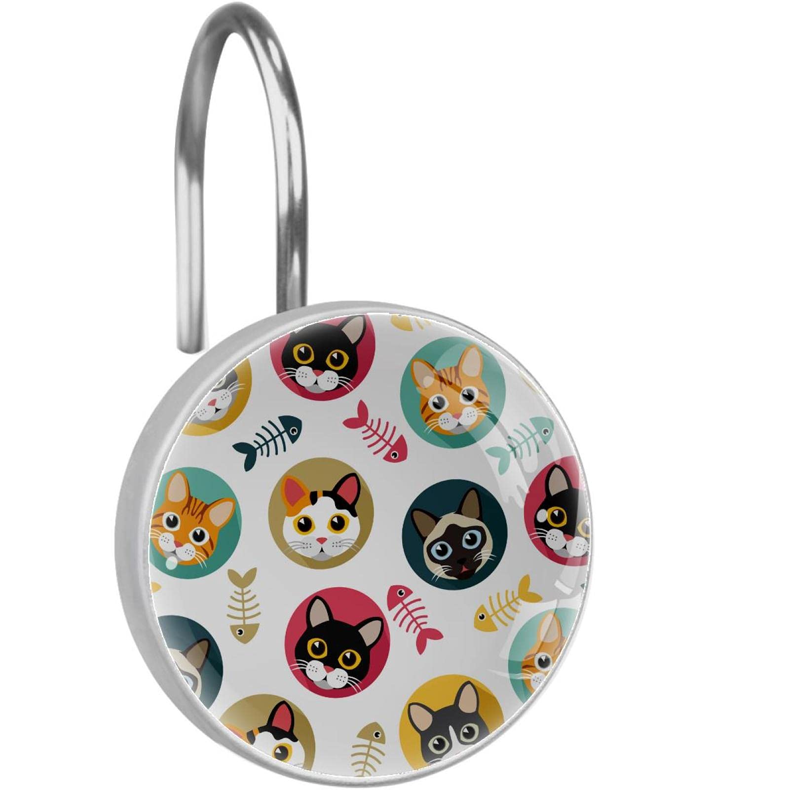 Crochets de douche inox durables avec motifs chats élégants