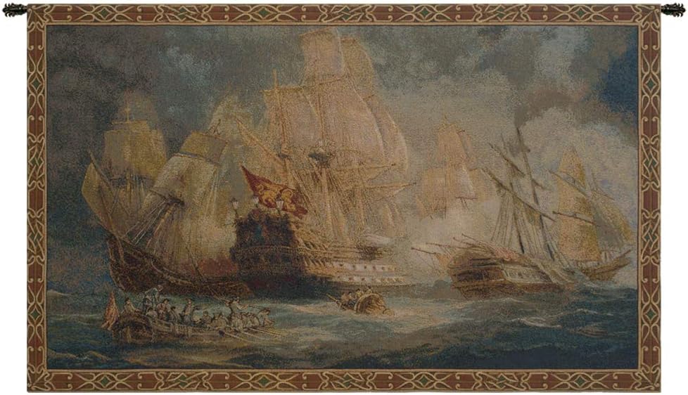 Charlotte Home Furnishings Inc. Naval Battle Italian Tapestry Wall Hanging 24 X 42 Inch Viscose Cotton And Polyester Blend Wall Art Italian Woven Perfect For Home Decor And Wall Decor