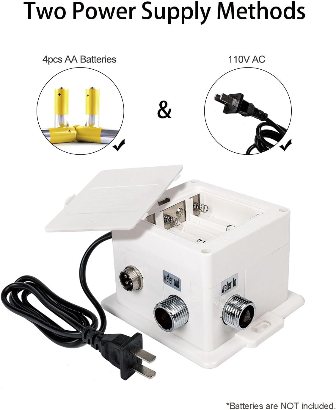 Touchless Bathroom and Kitchen Sink Faucet Commercial Public Automatic Motion Sensor Faucet with Deck Plate and Temperature Mixer,Battery or Plug-in Powered,1 Hole or 3 Hole,Chrome