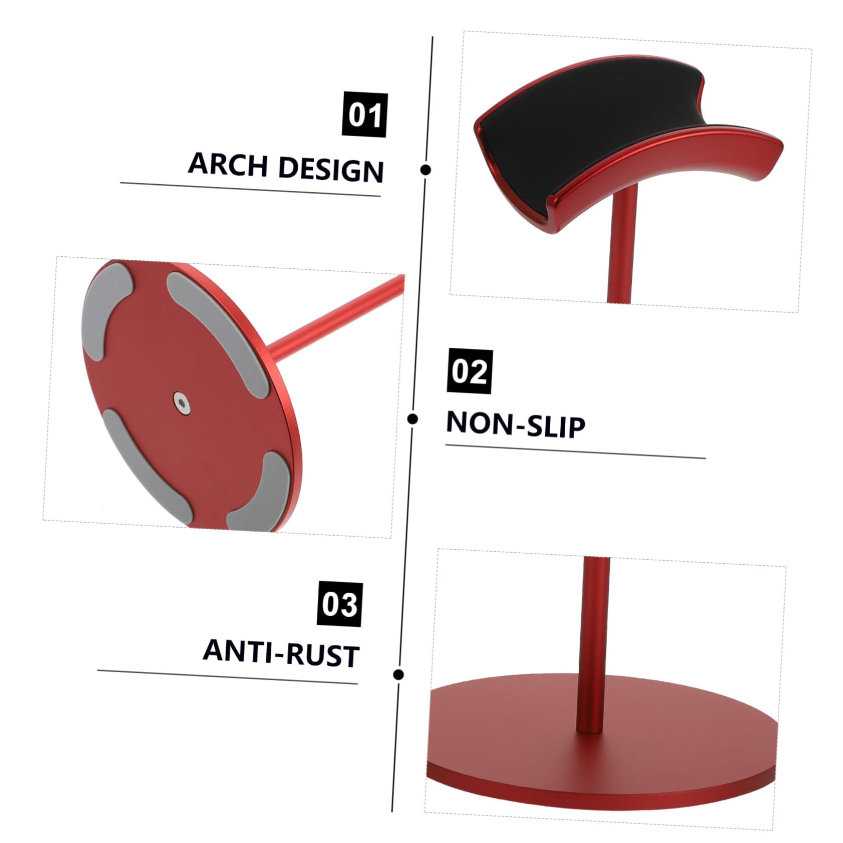 Supporto per Cuffie da Gaming in Lega di Alluminio e Gomma, Organizzatore Portatile per Auricolari da Scrivania Rosso Design Curvo Liscio, per Giochi al Computer