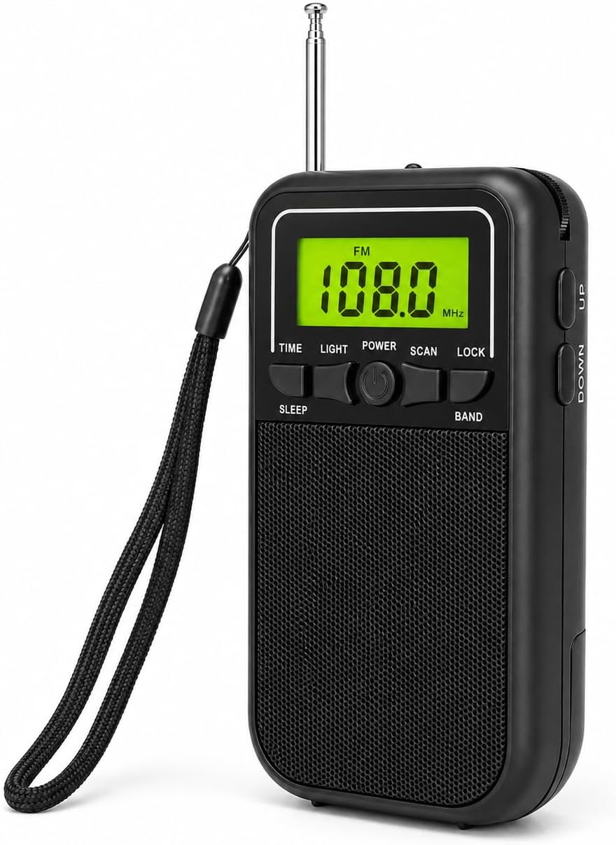 803 Portable AM FM Radio with Flashlight,...
