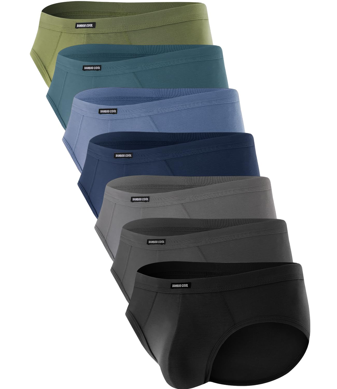BAMBOO COOL Men's Tagless Briefs Coverd Waistband Comfort Soft Underwear with Contour Pouch Breathable Underpants, Multipacks