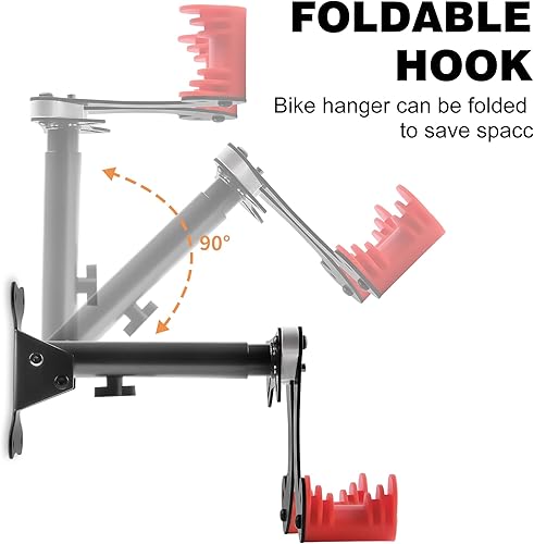 Miniatura 6 de Auwey Soporte de pared para bicicleta, soporte para bicicleta, para garaje, almacenamiento de bicicletas, montaje en pared, soporte para bicicleta,