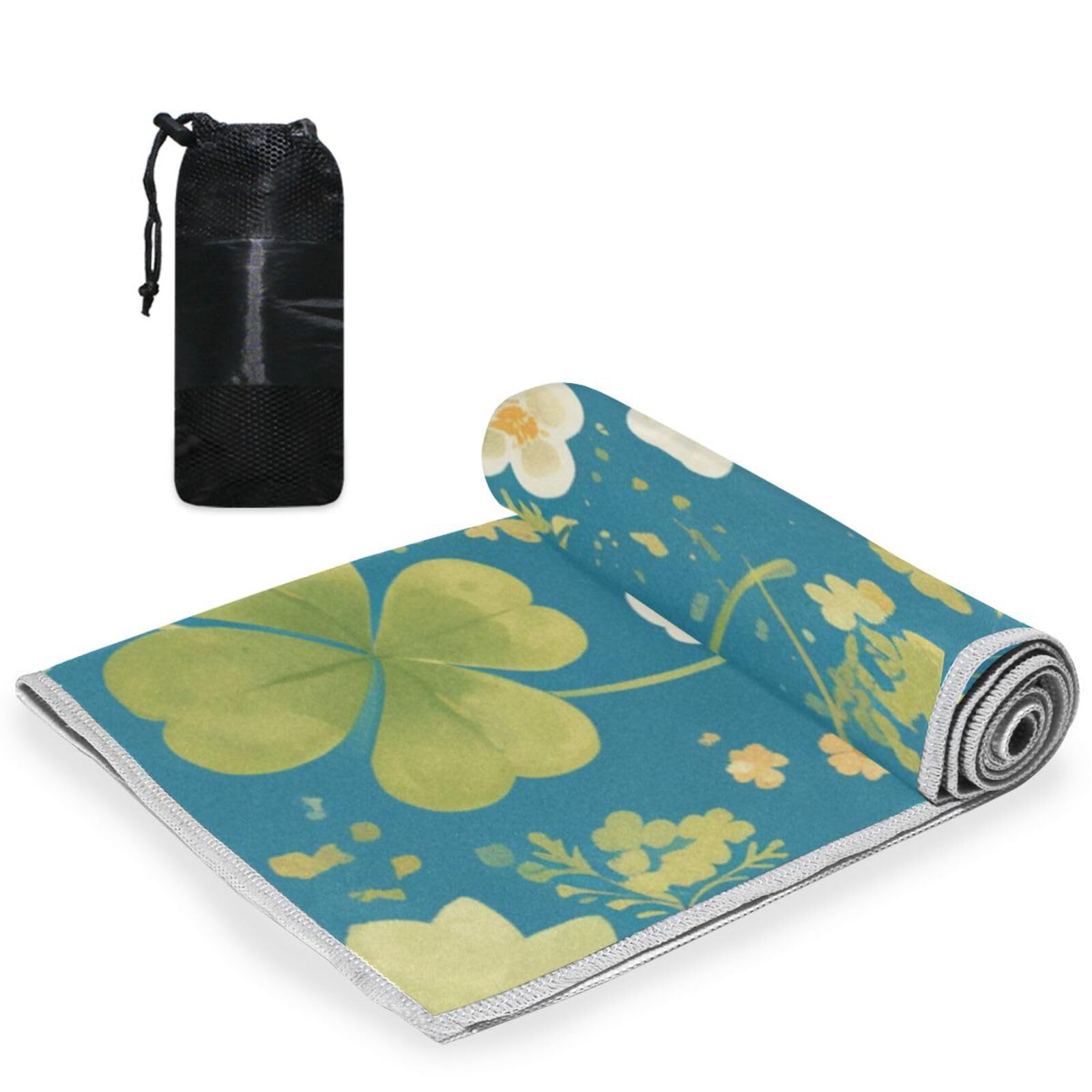 Yoogain St. Patrick's Day Green Four-Leaf Clover Microfiber Hand Towels Bathroom Hand Towel Quick Dry face Cloths washcloths Gym Towels for Women Sports Towel 30