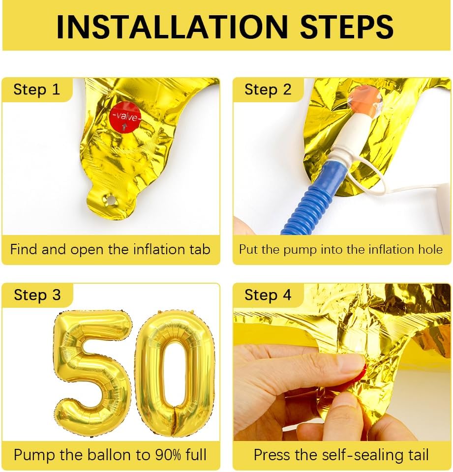 50 Balloon Number 40 Inch Gold Giant Number Balloons 50th Anniversary Balloons 50th Birthday Balloons 50th Birthday Decorations for Her 50th Anniversary Balloons 50 Years Old Number Balloon Decoration - Image 3