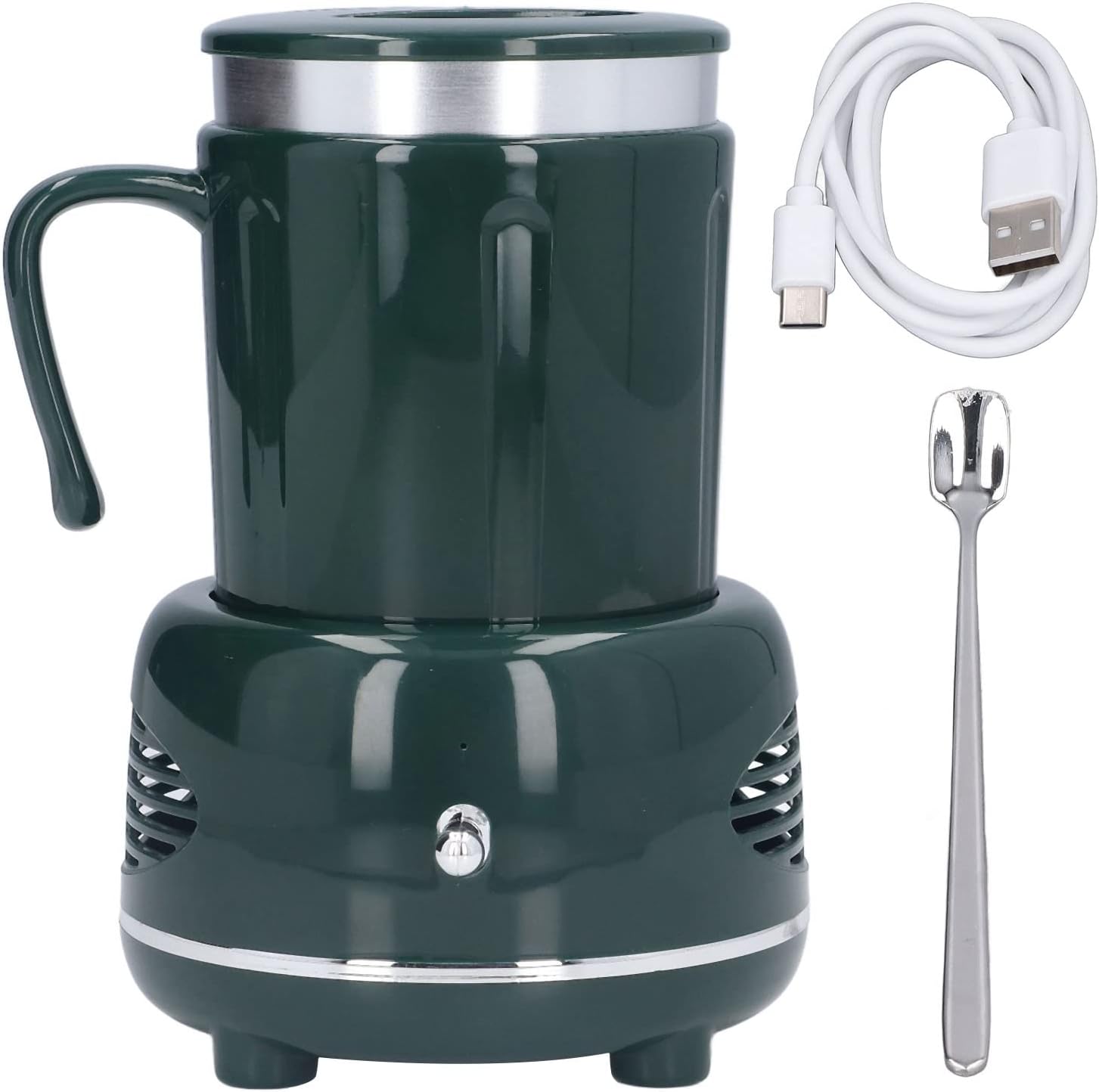 Cooler Warmer Cup, Electric Desktop Cup Warmer and Cooler with Dual Mode Fast Heating Cooling, Aluminium Body Nonslip Base for Coffee Mugs Bottles, Home Office Car Use (Green)