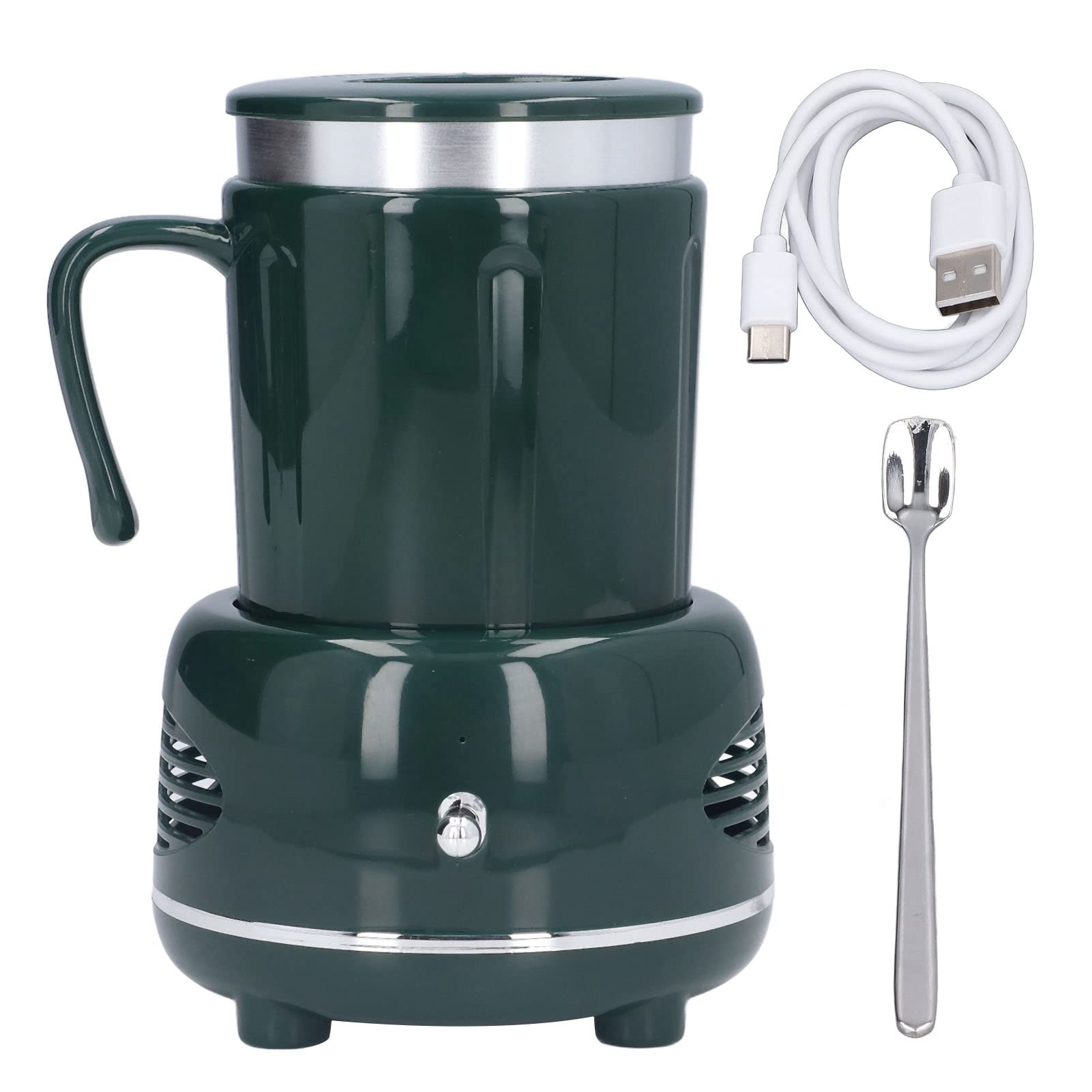 Bicchiere riscaldante e raffreddante, riscaldatore e raffreddatore elettrico da scrivania con modalità doppia di riscaldamento e raffreddamento rapido, corpo in alluminio e base an (Verde)