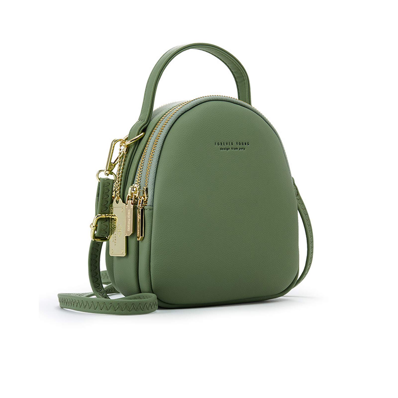 Mini Sac à Dos Femme Mode Sac à Main Fille Étanche Sacs à Bandoulière avec Trou D'écouteur Cuir Daypack Voyage Datation Petit Sac à Dos Vert