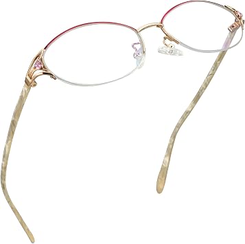LifeArt Alloy Semi-Rimless Reading Glasses,Blue Light Blocking Glasses, Anti Eyestrain, Computer Gaming Glasses, TV Glasses for Women Men, Anti Glare Rose Gold, +3.00 Magnification