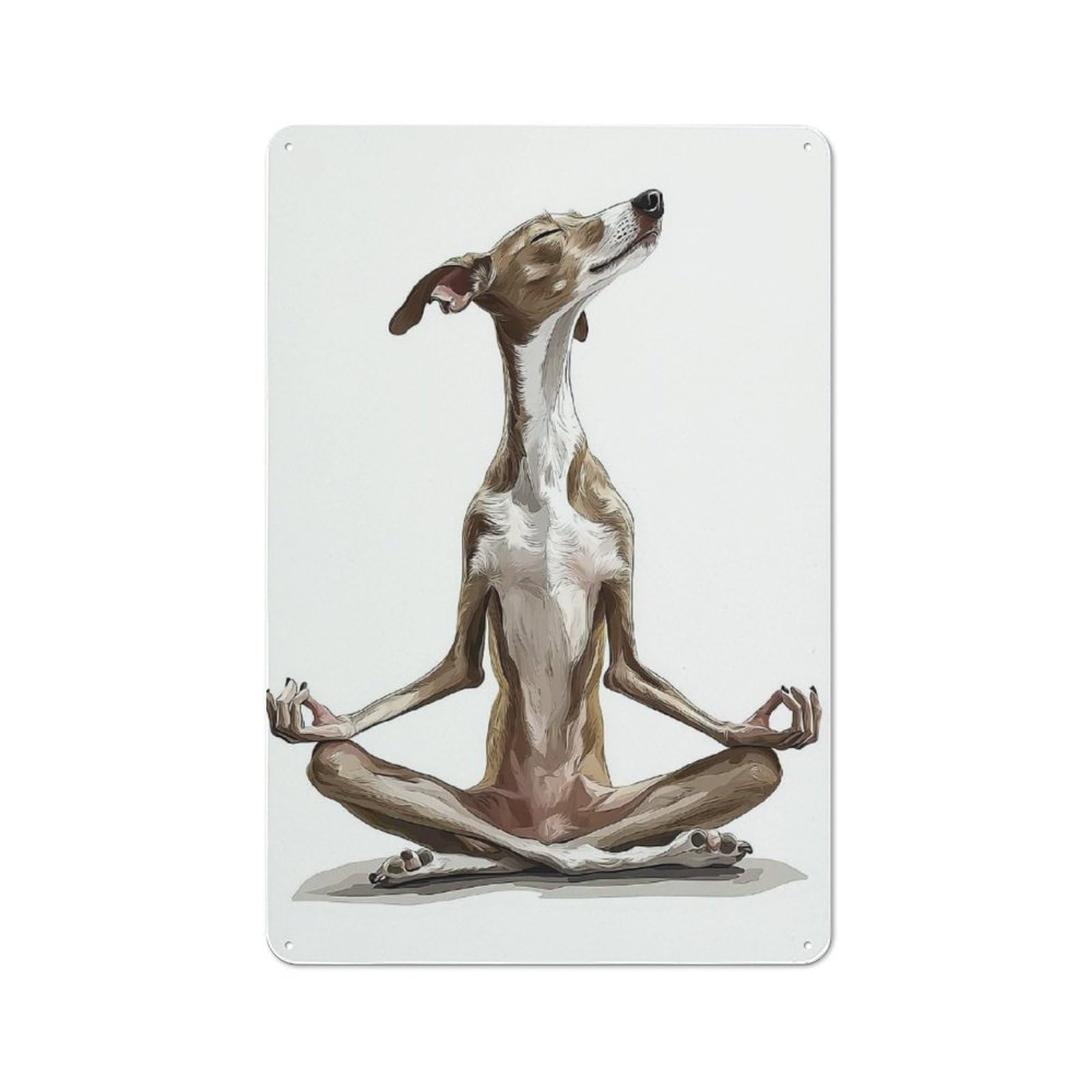 Junmoney Dog In Yoga Pose Metal Plaque 30X20cm With For Hallway Wall, Retro Decor, For Themed Interiors In Hallways And Entrance Areas