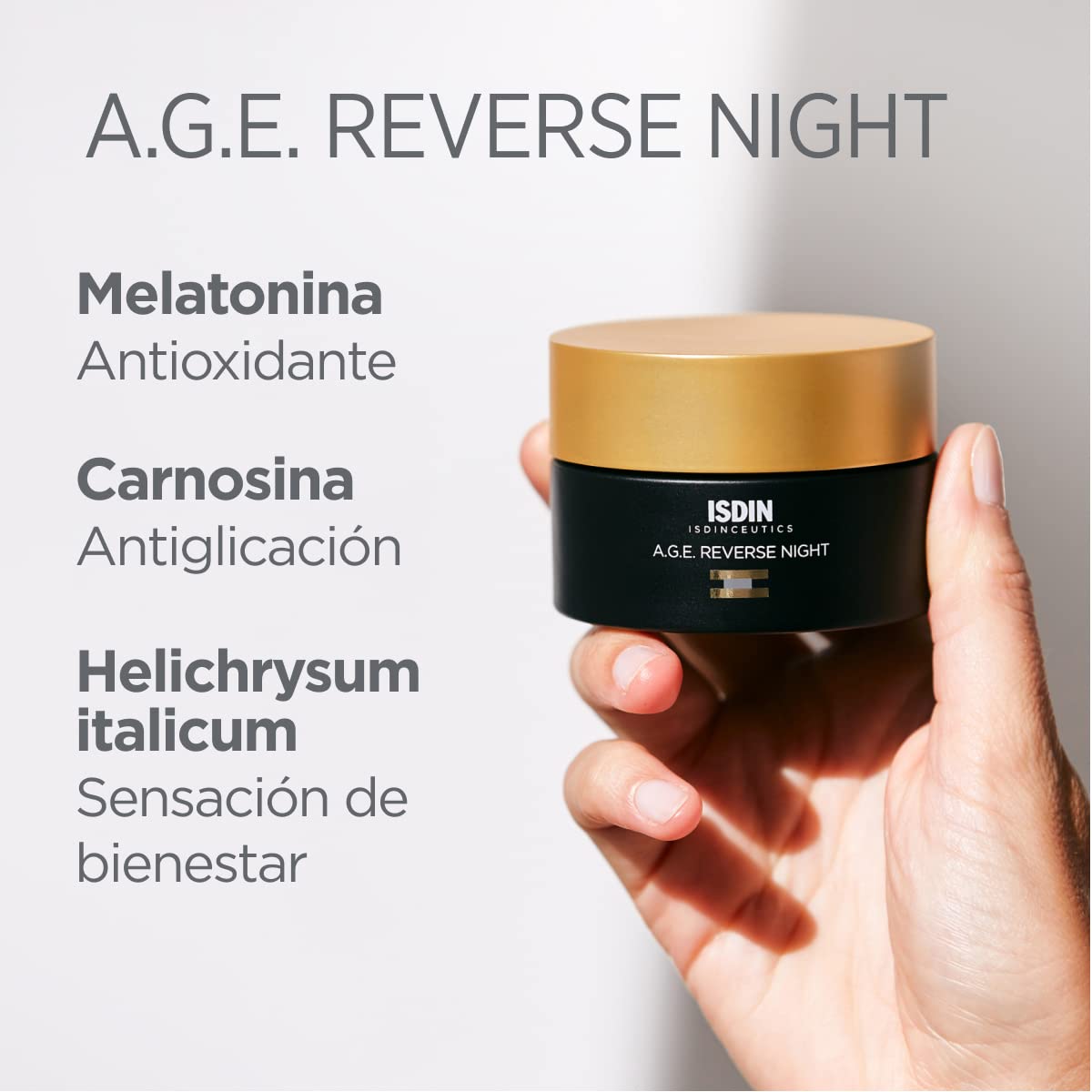 ISDIN Isdinceutics Age Reverse Night, Crema facial nocturna, Crema antidedad reparadora de noche con Melatonina, 50g