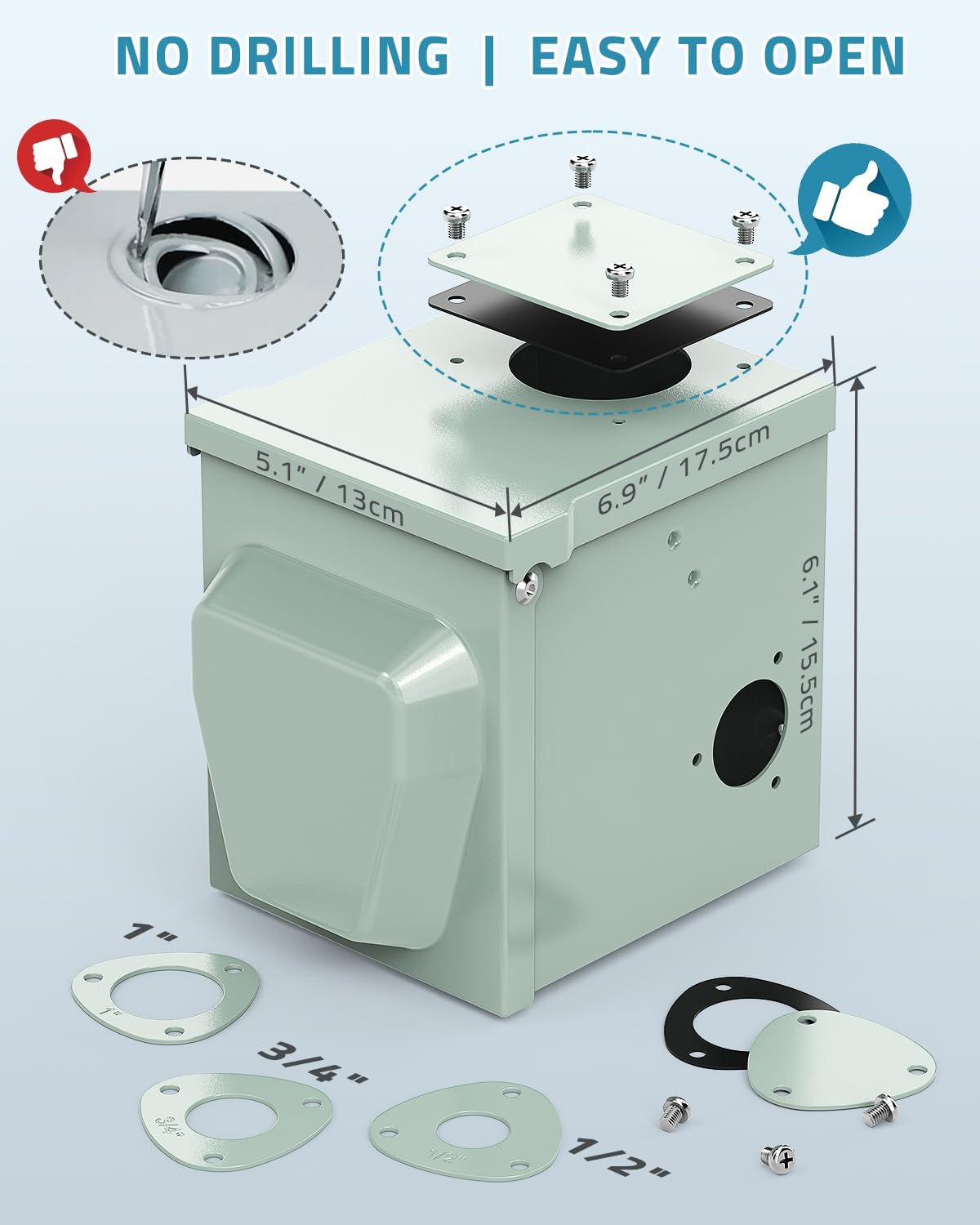 PAULINN 50 Amp RV Outlet Box, Nema 14-50R Outlet 125/250 Volt RV Plug w/Anti-Theft Lockable Swing Cover, UL Listed & Weatherproof for Camper, Electric Car, Tesla