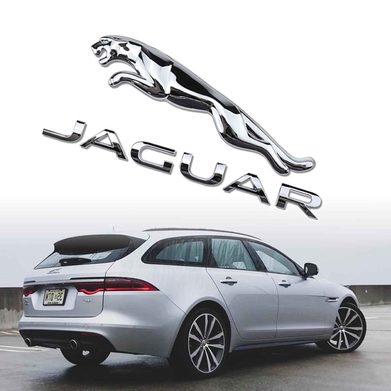 Decal Compatible with Rear Emblem XE XF XJ F-Type F-PACE Trunk Emblem Leopard Jagvar Rear Letter Sticker Jagvar Panther Fender Decal (Rear Chrome)