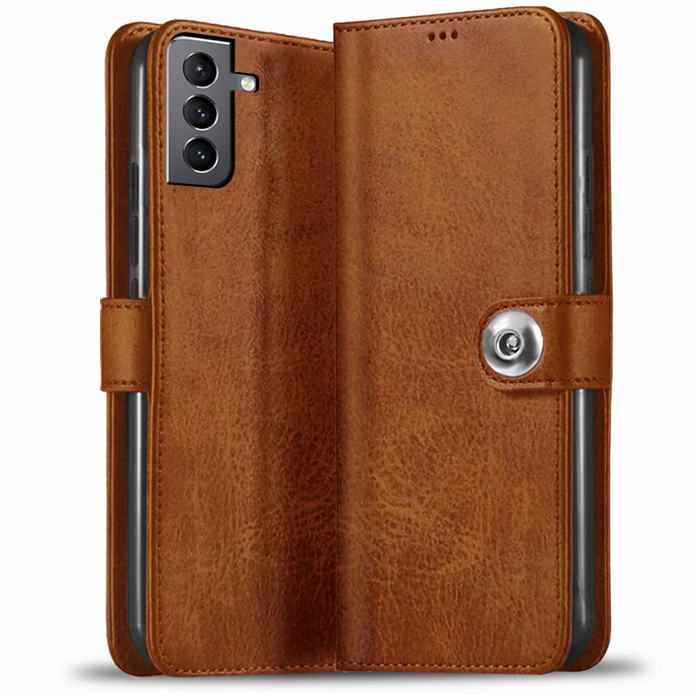 TheGiftKart Flip Back Cover Case for Samsung Galaxy S21 FE 5G | Genuine Leather Finish | Designer Button | Inbuilt Pockets & Stand | Flip Cover Back Case for Samsung Galaxy S21 FE 5G (Brown) (B0BG51J1D6) Amazon Price History, Amazon Price Tracker