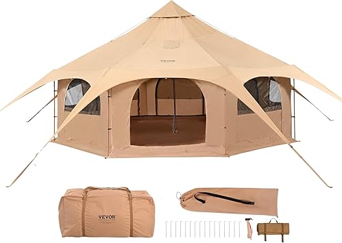 Tente Cloche Toile 4 Saisons 6 M Pour Camping Familial Avec Trou De