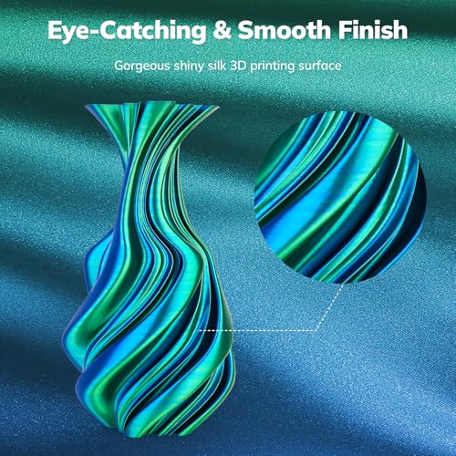 Image of AMOLEN Silk PLA 3D Printer Filament 4KG Bundle, Shiny Dual Color Filament 1.75mm Pack, Multicolor Change 3D Printing Filament for Most FDM 3D Printer, Green Series