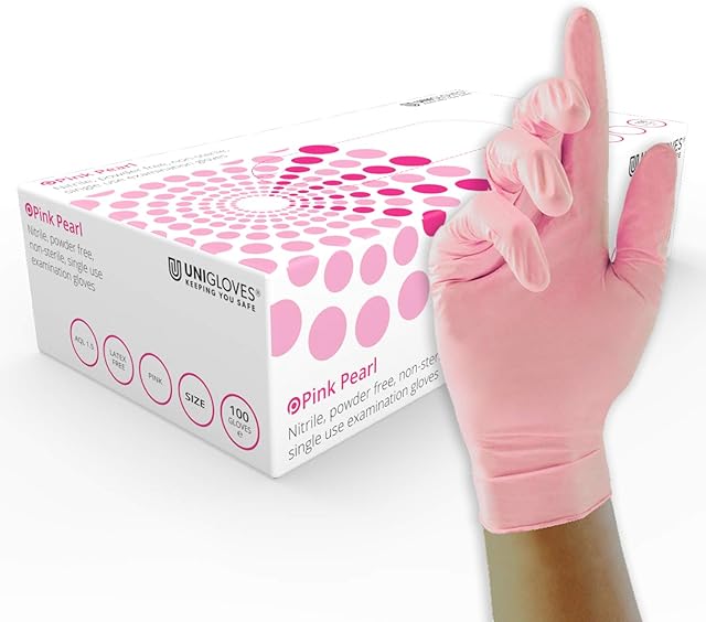 UNIGLOVES GP0052 Nitrile Examination Gloves, Size S, Pink (Pack of 100 Pieces)