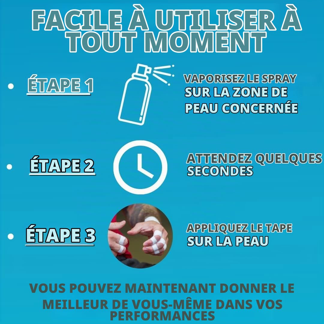 TS TAKE SPORT Spray Adhésif Universel 118 ml pour Tape, Kinesio Tape, Bandes Sportives. Colle Spray pour Bandages et Taping Sportif – Jusqu’à 10 FOIS PLUS RÉSISTANT
