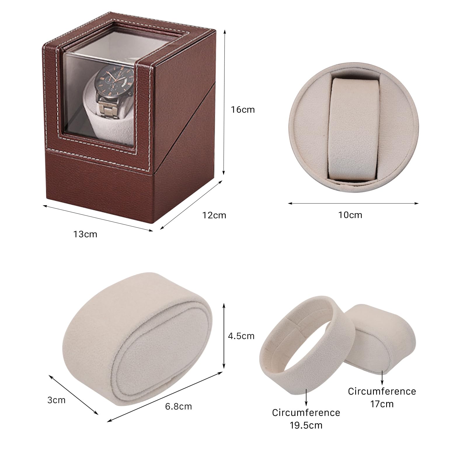 Lian Remontoir de montre simple avec moteur silencieux pour homme et femme - Boîte de rangement rotative automatique pour montres mécaniques - Motif cuir de crocodile - Noir (marron)