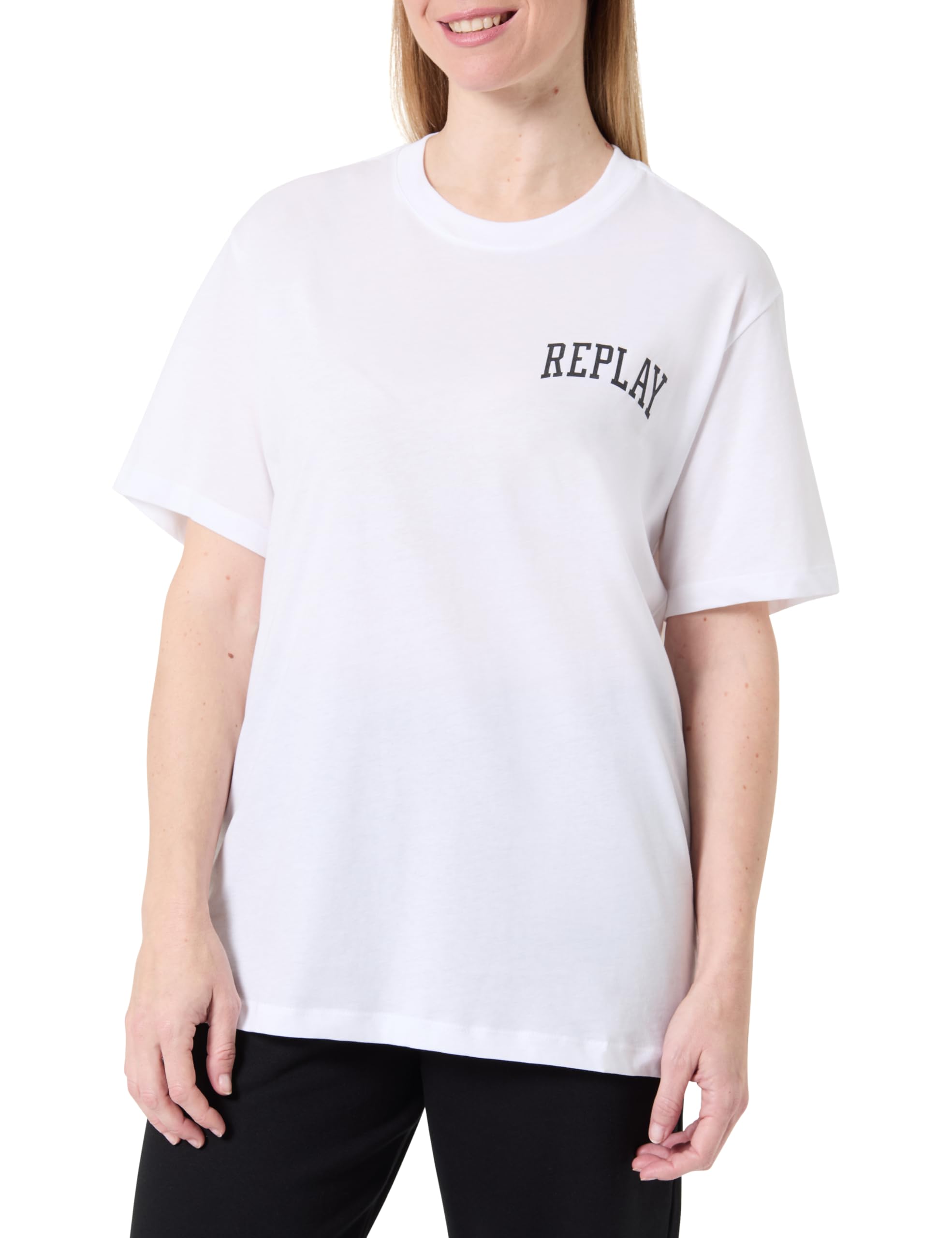 Replay Women's W3623f T-Shirt, 001 White, M