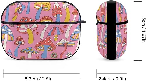 Miniatura 2 de Divertida funda para Airpods Pro con estampado de hongos mágicos locos con llavero, protección completa, duradera, a prueba de golpes, funda rígida