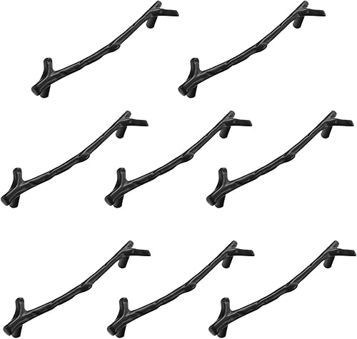 Jinyuanchao 8 manijas de rama negra, tiradores de cajón de rama de árbol de rama, tiradores de aleación rústica para gabinete, manijas de puerta de