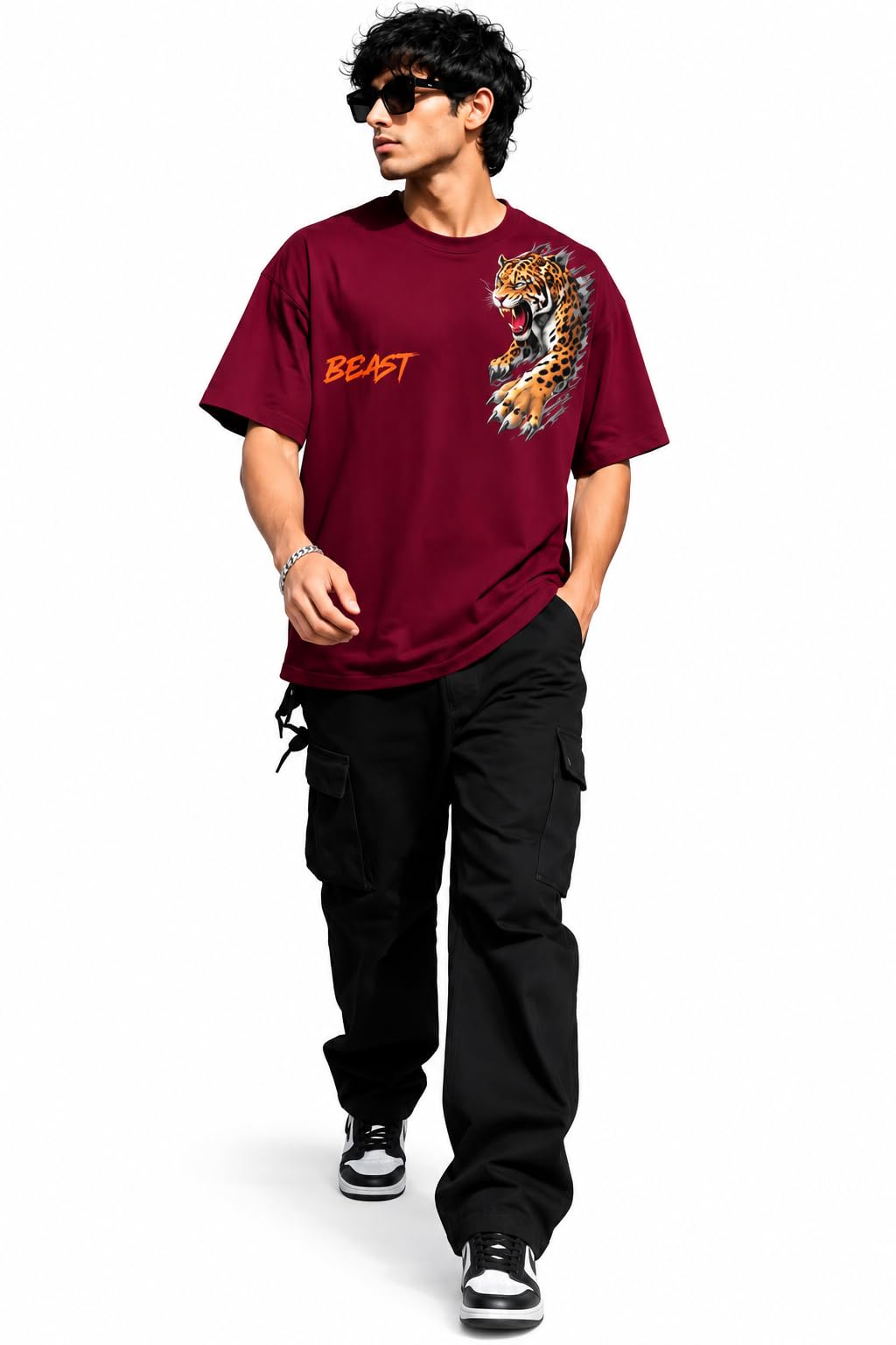 Men's 240 GSM Oversized Graphic T-Shirt | 100% Cotton Round Neck Half Sleeve Casual Street Style Tee | Relaxed Loose Fit | Multiple Colors & Sizes-picture-22