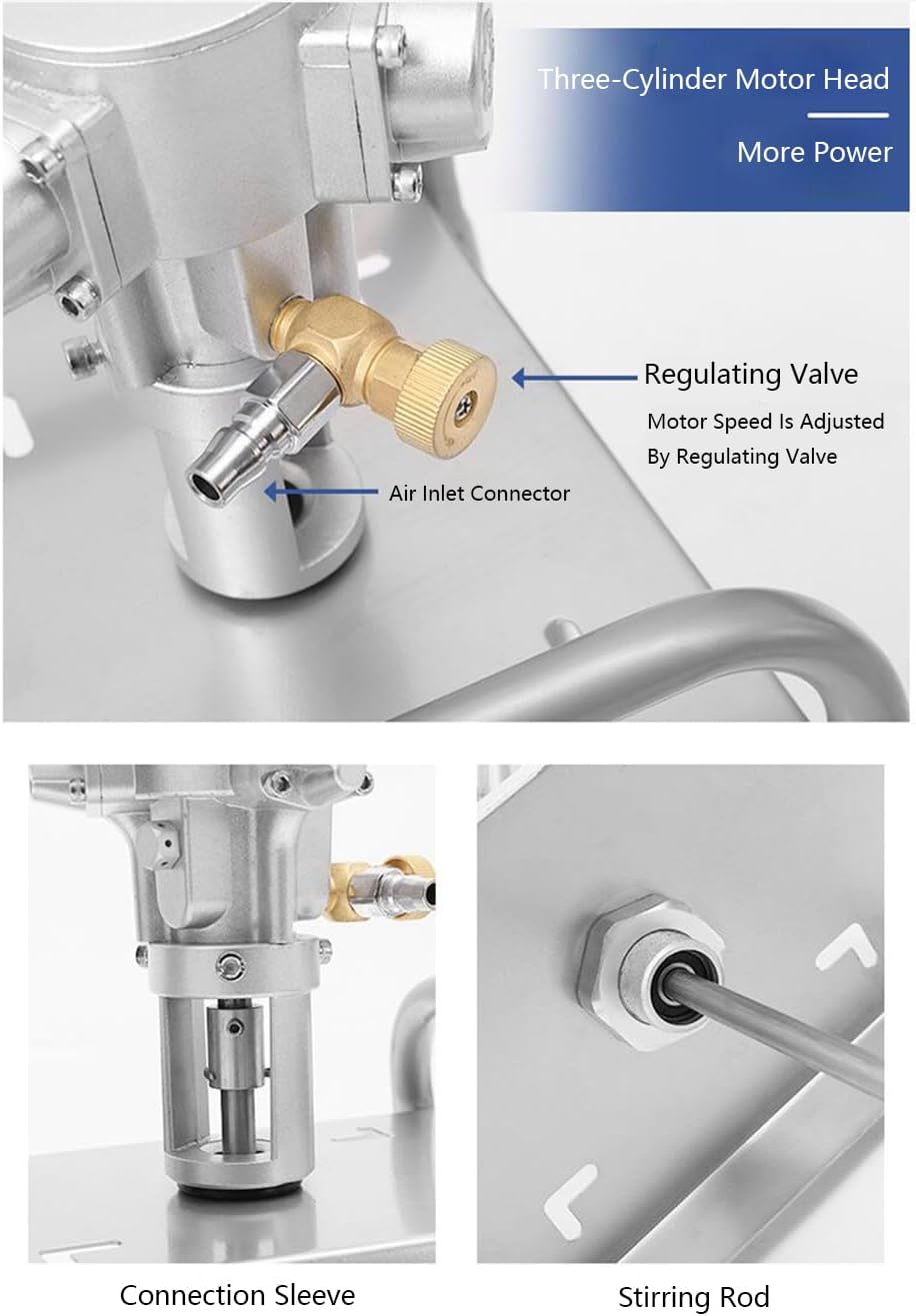 Air Powered Paint Mixer, 5 Gallon Automatic Paint Air Agitator Paint Shaker Stainless Steel Impeller Paint Agitator Stirring Tool Paint Stirrer