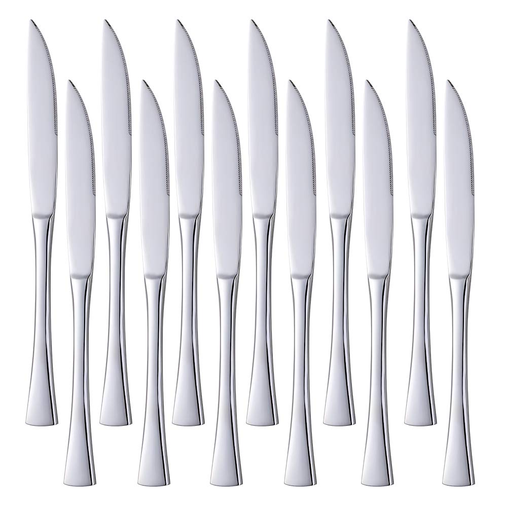 Meisha Juego de cuchillos de cena, acero inoxidable, acabado espejo, cubiertos plateados, ideal para el hogar y restaurante