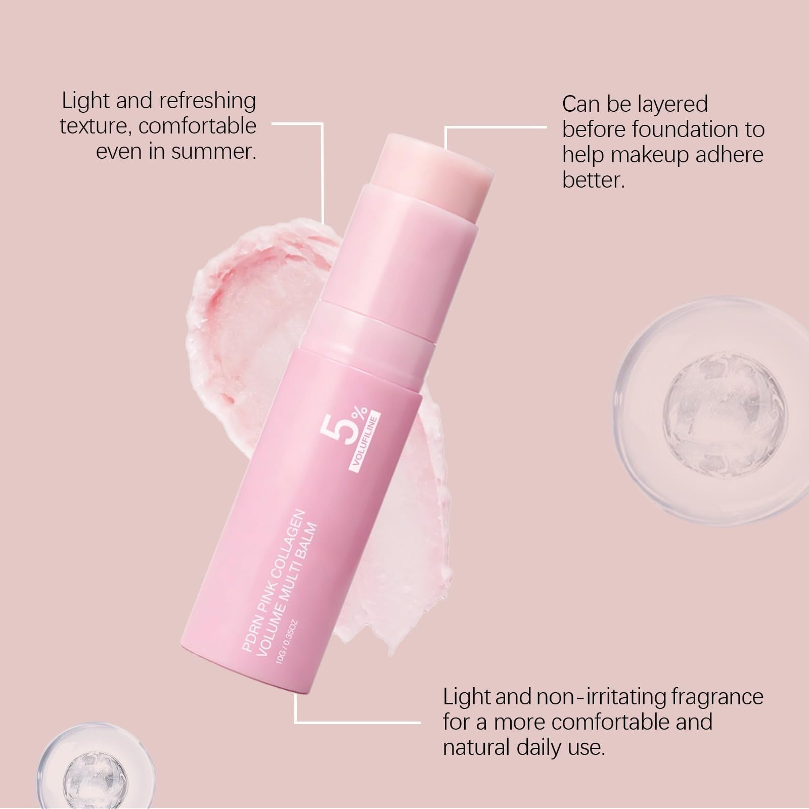 Pink Collagen Volume Multi Balm All-in-One krem do twarzy, przeciwzmarszczkowy i nawilżający sztyft do ust, oczu i szyi, intensywny dla gładkiej skóry, naturalny i zrównoważony