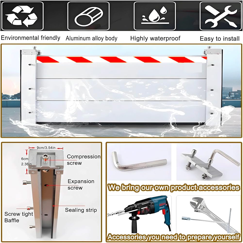 Porte De Barrière De Protection Contre Les Inondations L 90CM x H 80CM, Barrières Anti-inondation Réutilisables Et Amovibles, Joint De Barriere Porte Anti Inondation Mur Anti-inondation