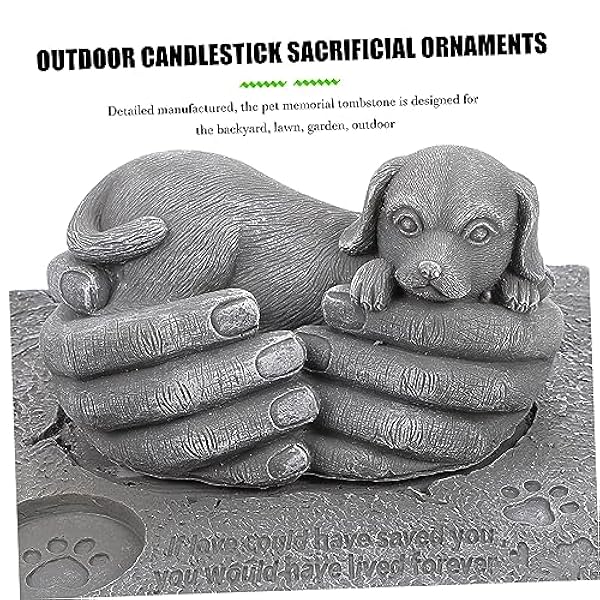 Abaodam 2 Stuks Grafsteen Gedenkteken Huisdier Ornament Standbeeld Hond Ernstige Markers Hond Grafsteen Markers Huisdier Geheugen Graf Theelichten Kaarshouder Huisdier Gedenkteken Prop