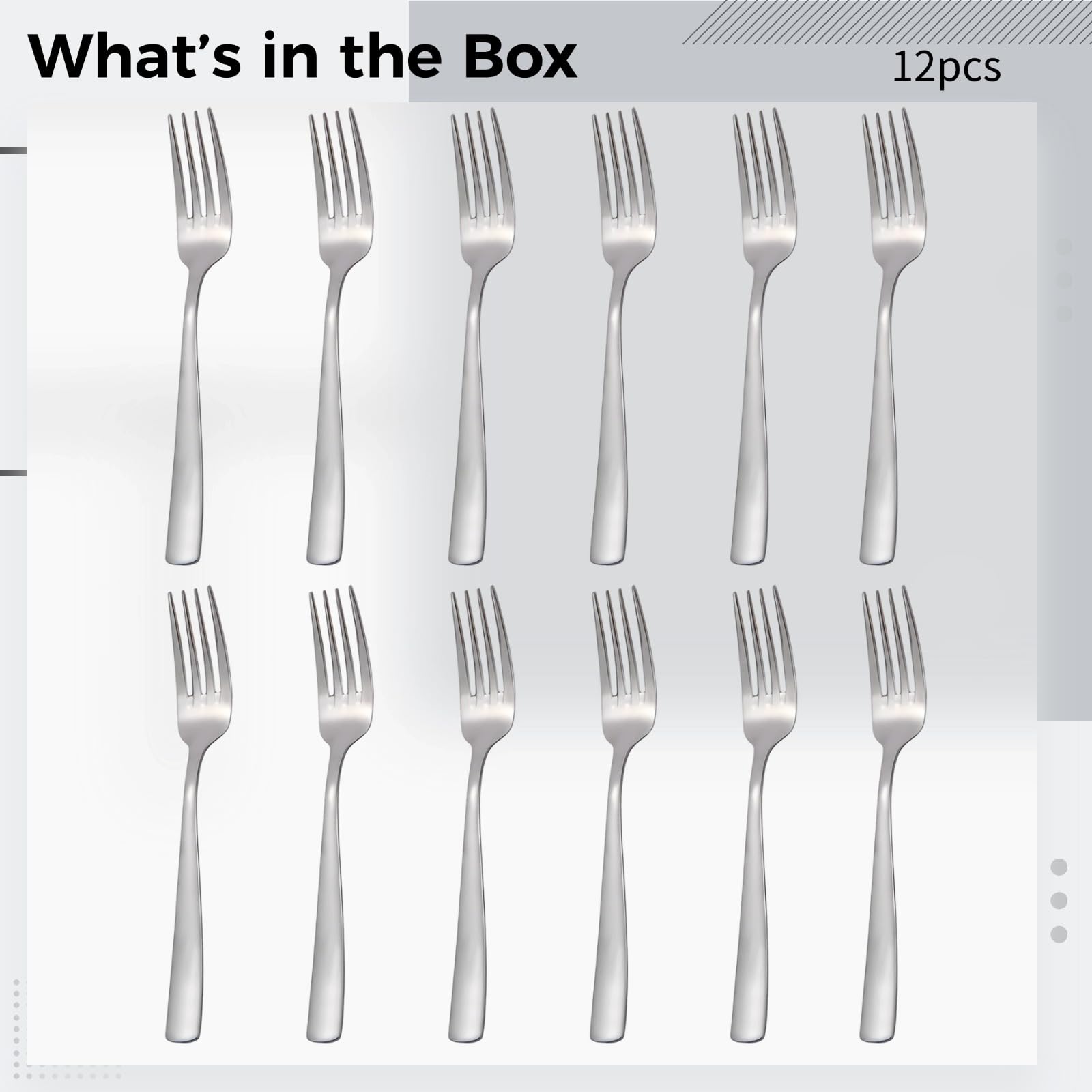 Fourchettes de table en acier inoxydable, lot de 12, 8 pouces, finition miroir, résistantes à la rouille, couverts argentés pour la maison, le restaurant, les repas quotidiens et les réceptions