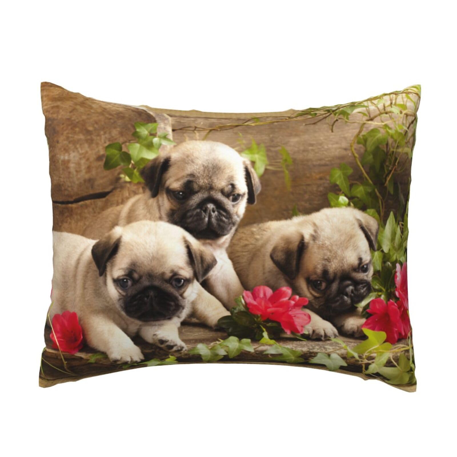 WSHFFILO puppys pug printed Pillow Case 20x26in Decorative pillowcase Throw Pillow Cover