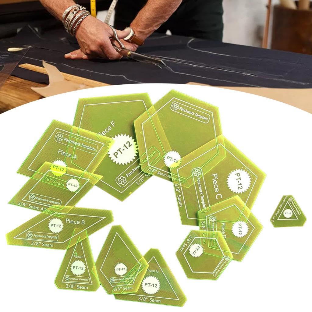 Juego de 12 Plantillas de Papel para Patchwork, Costura Y Manualidades DIY.