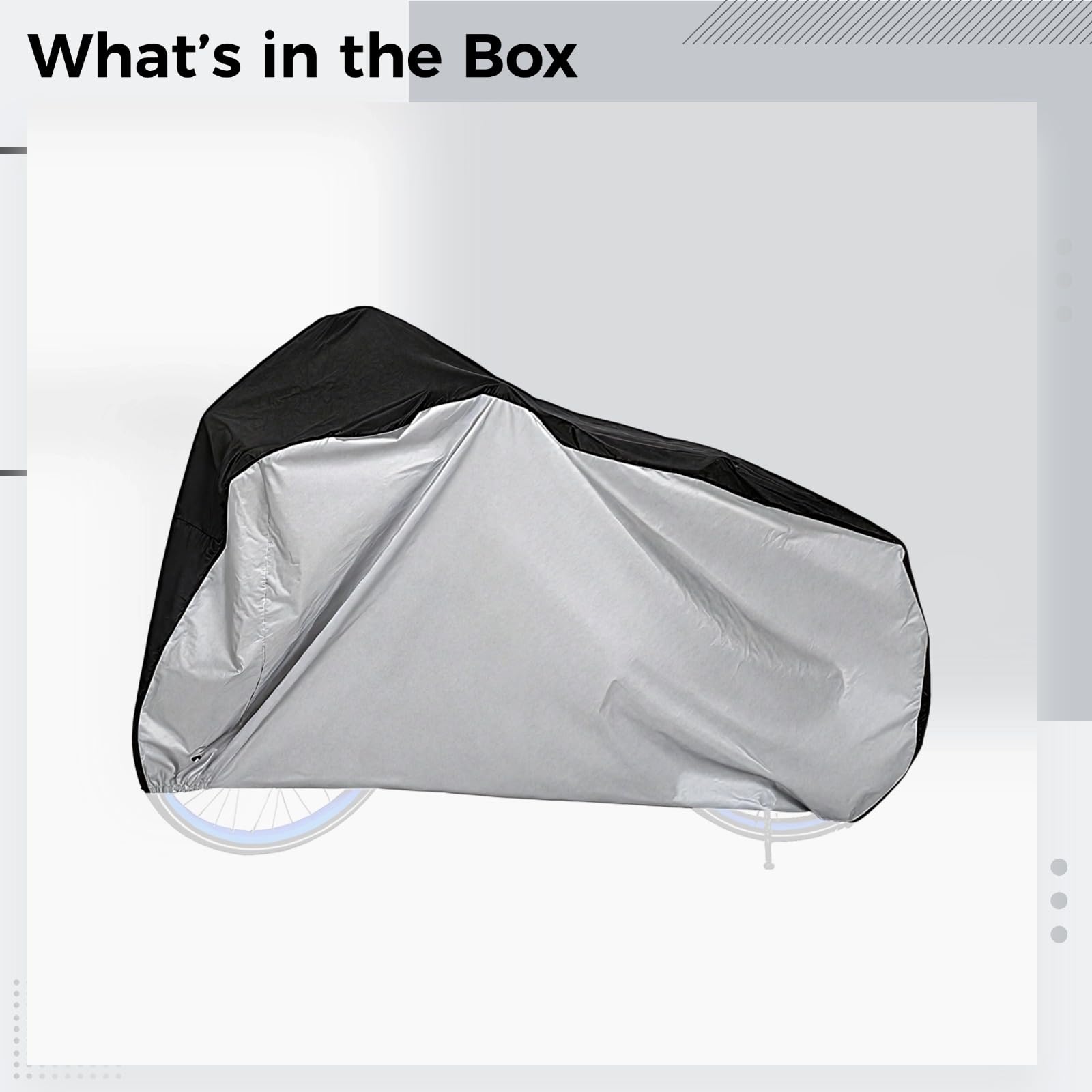 XL Cycle Cover, Fahrradhülle aus 210D Oxford-Gewebe, wasserdichte Abdeckung in Schwarz Silber für Fahrräder und E-Bikes, Staub- und Regenschutz für Außenlagerung, mit Schlossösen, tragbar