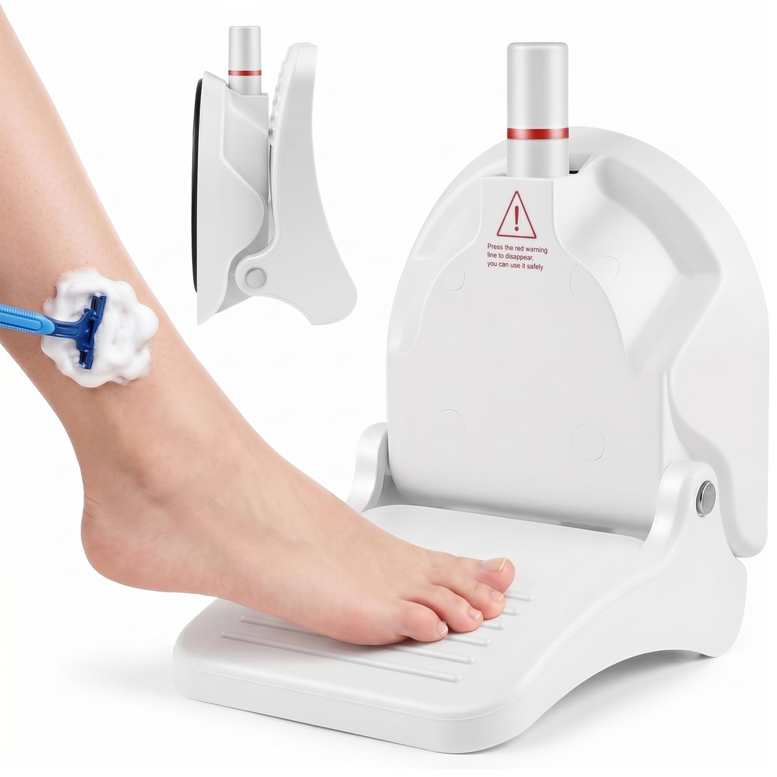 Reposapiés De Ducha, Reposapiés para Ducha Baño con Ventosa, Antideslizante, Fácil de Instalar, No Requiere Perforación, Ayuda para Afeitarse Las Piernas Pedicura, Ergonómico
